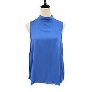Cloth & Stone Cobalt Blue Mock Neck Sleeveless Minimalist Contemporary Top